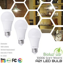 Bioluz LED A21 100W Dimmable LED Light Bulbs 1600 Lumen 3000K