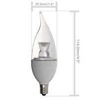 Bioluz LED Candelabra C37 Flame Tip LED Candle Bulbs