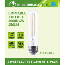 Bioluz LED T10 Dimmable LED Filament Bulb