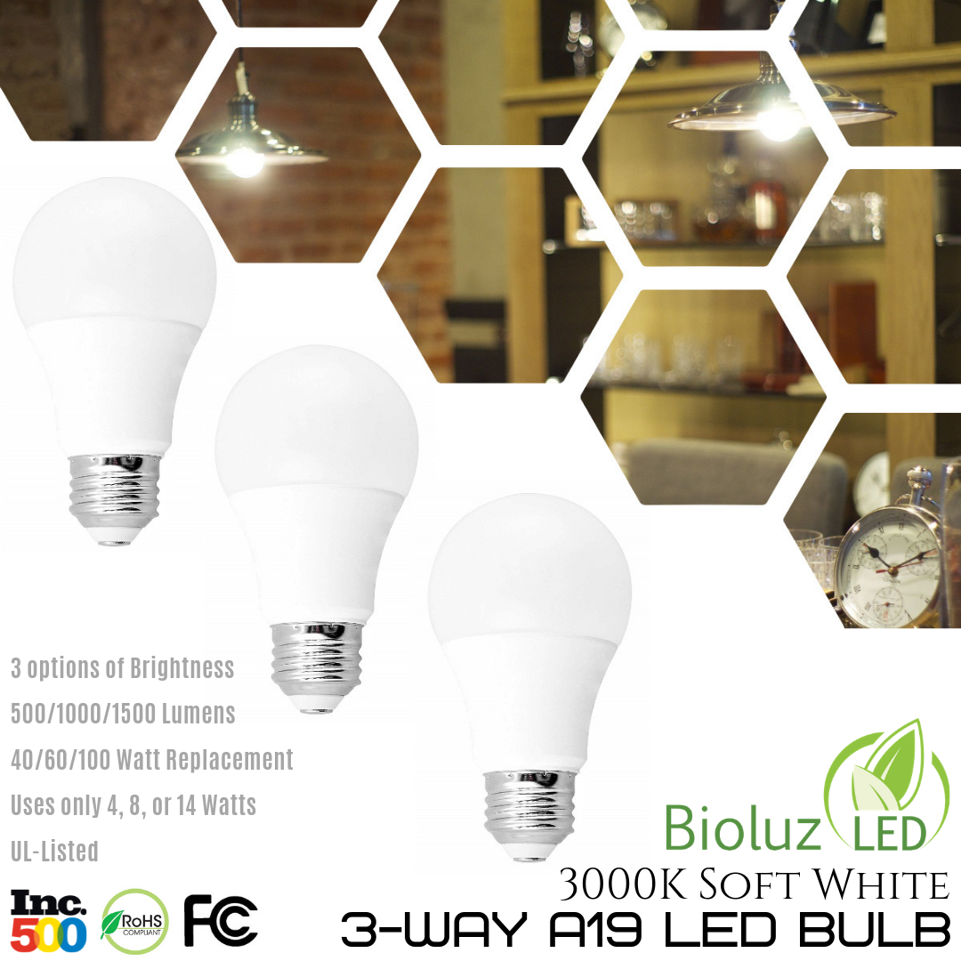 Nationaal intelligentie Alarmerend 3-Way A19 LED Light Bulb, 500/1000/1500 Lumens