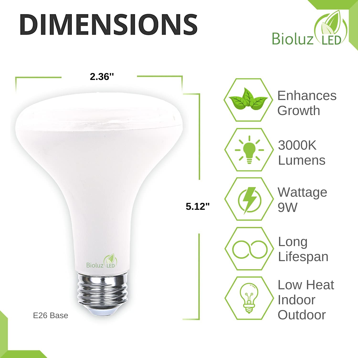 led flood lights for growing plants Bioluz 9W LED Energy Saving Indoor Grow Light, 3000k (2 Count)