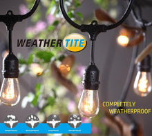 Bioluz LED String Lights, 48ft Weatherproof, 15 Edison Bulbs, Connectable Strands