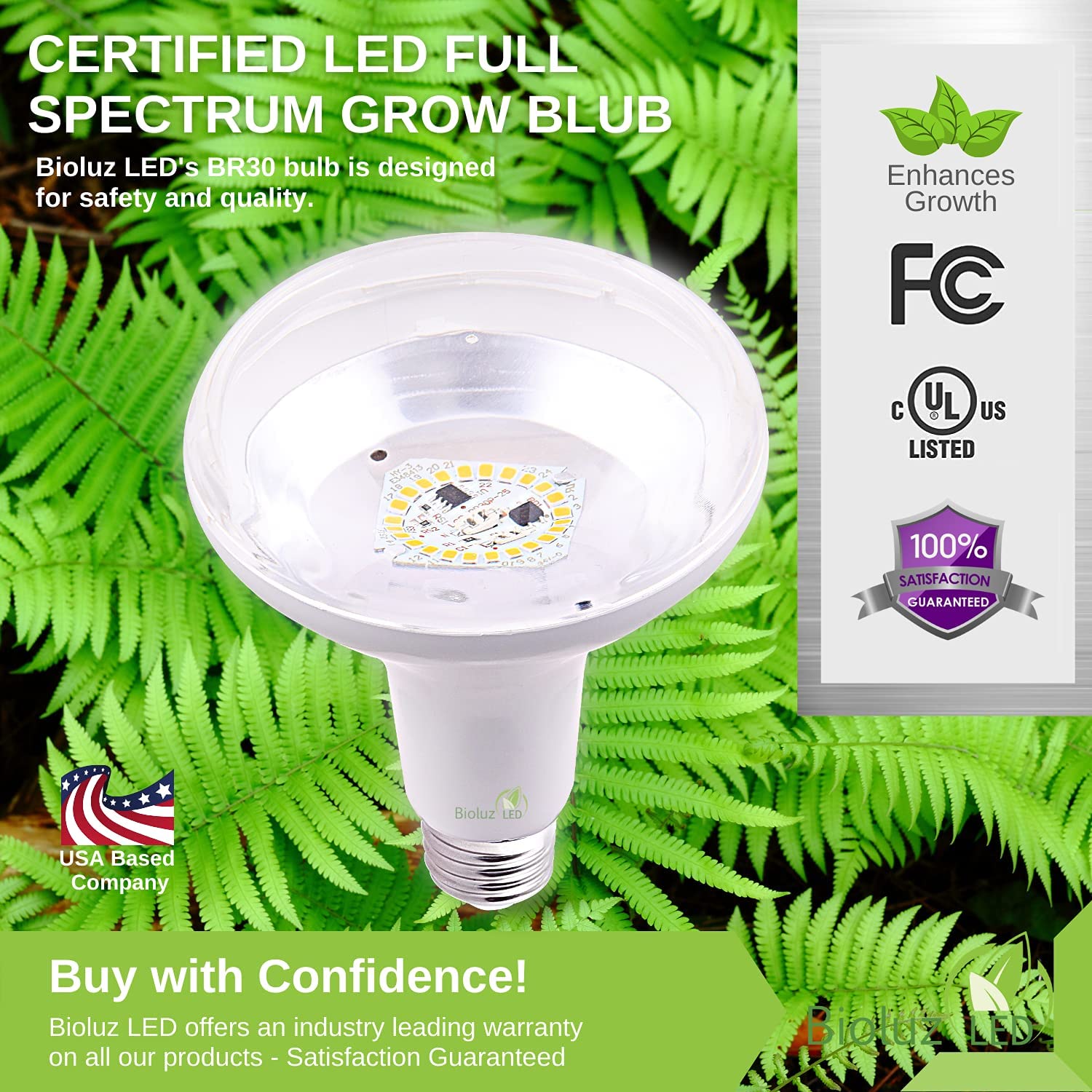 120-watt br40 agro plant flood grow light bulb Bioluz 9W LED Energy Saving Indoor Grow Light, 3000k (2 Count)