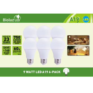 Bioluz LED 60 Watt LED Light Bulbs Non Dimmable