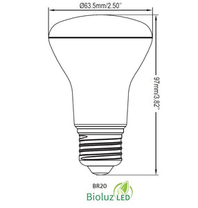Bioluz LED BR20 LED Bulbs 50 Watt Replacement 90 CRI CEC Title 20 UL Listed Indoor Outdoor Dimmable LED Lamp