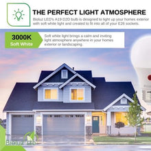 Bioluz LED Dusk to Dawn A19 Bulb Auto On/Off 60W Replacement 9W Photosensor 3000K Soft White Outdoor Lighting