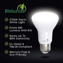 Bioluz LED BR20 LED Bulbs 50 Watt Replacement 90 CRI CEC Title 20 UL Listed Indoor Outdoor Dimmable LED Lamp