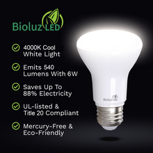 Bioluz LED BR20 LED Bulbs 50 Watt Replacement 90 CRI CEC Title 20 UL Listed Indoor Outdoor Dimmable LED Lamp