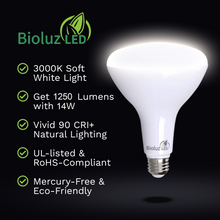 Bioluz LED BR40 LED Bulbs 90 CRI 100W and 120W Replacement Dimmable Flood Light Bulbs 90 CRI + Outdoor / Indoor CEC Title 20 UL Listed Title 20 Certified