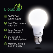 6 Pack Bioluz LED 60 Watt LED Light Bulbs Non Dimmable