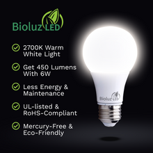 Bioluz LED A19 40 Watt LED Light Bulbs Non Dimmable
