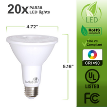 PAR38 LED Bulb 120W Replacement Indoor / Outdoor Dimmable Spot Light Bulb by Bioluz LED, 3000K Soft White, E26, 40 Degree Beam Angle, UL Listed