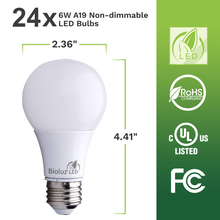 24 Pack Bioluz LED A19 40 Watt LED Light Bulbs Non Dimmable