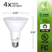 PAR38 LED Bulb 120W Replacement Indoor / Outdoor Dimmable Spot Light Bulb by Bioluz LED, 3000K Soft White, E26, 40 Degree Beam Angle, UL Listed