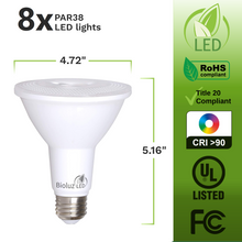 PAR38 LED Bulb 120W Replacement Indoor / Outdoor Dimmable Spot Light Bulb by Bioluz LED, 3000K Soft White, E26, 40 Degree Beam Angle, UL Listed