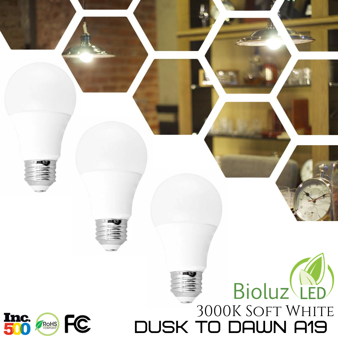 Bioluz LED Dusk to Dawn A19 Bulb Auto On/Off 60W Replacement 9W